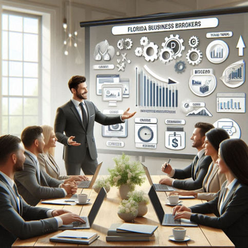 Florida business brokers meeting about tools like CRM systems and virtual tours for success.