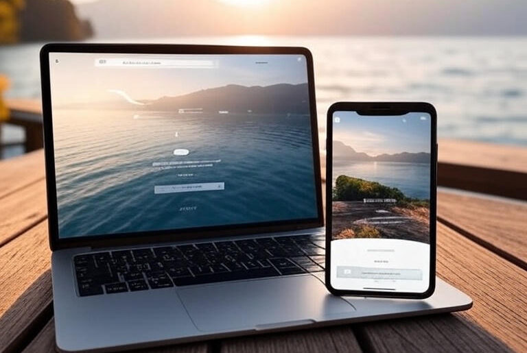 sleek and modern website design on laptop and smartphone